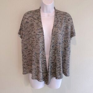 Eileen Fisher Linen Blend Italian Yarn Open Front‎ Short Sleeve Cardigan Sweater